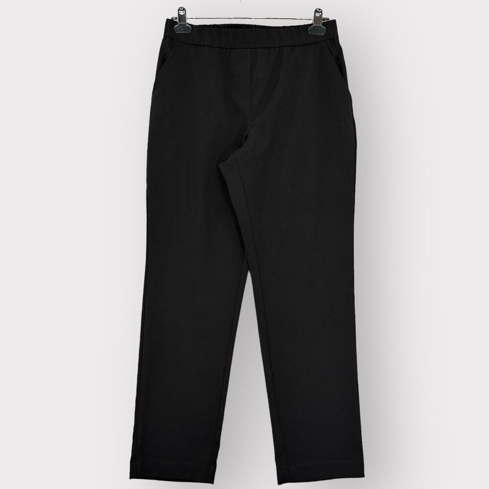 Susan Graver Dress Pants Women 4P Black Pockets Pull On Chelsea Stretch i76‎